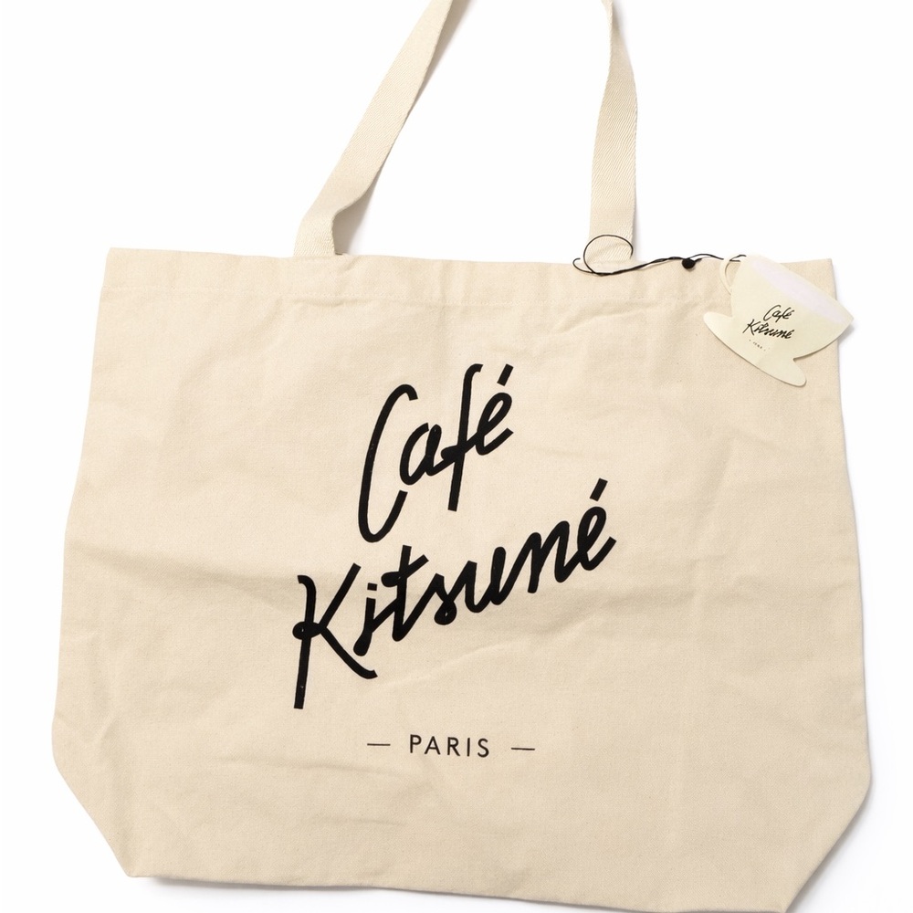 MAISON KITSUNE Beige Tote Bag with Free Cafe Kitsune Water bottle - Picture 3 of 7